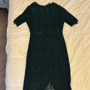 Lulu's Dark Green Lace Long Sleeve Dress